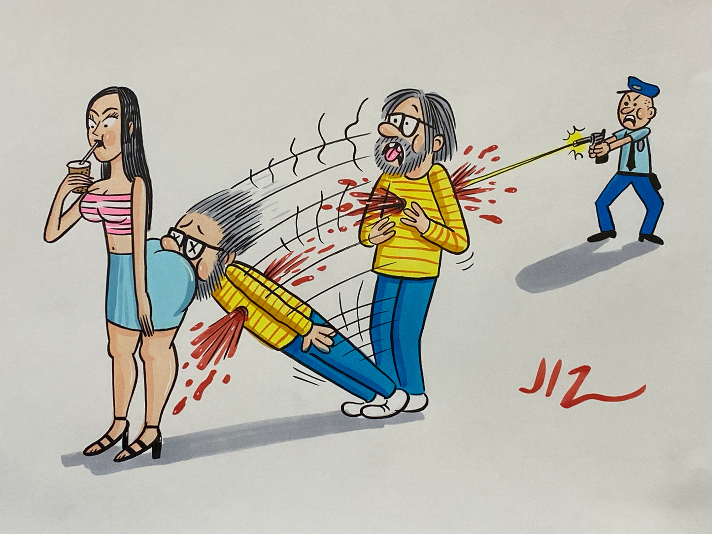 Johnny Ryan - Cartoons on Paper (Row 4 - 14 Artworks)