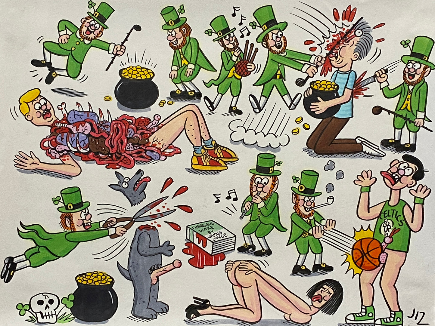Johnny Ryan - Cartoons on Paper (Row 6 - 14 Artworks)