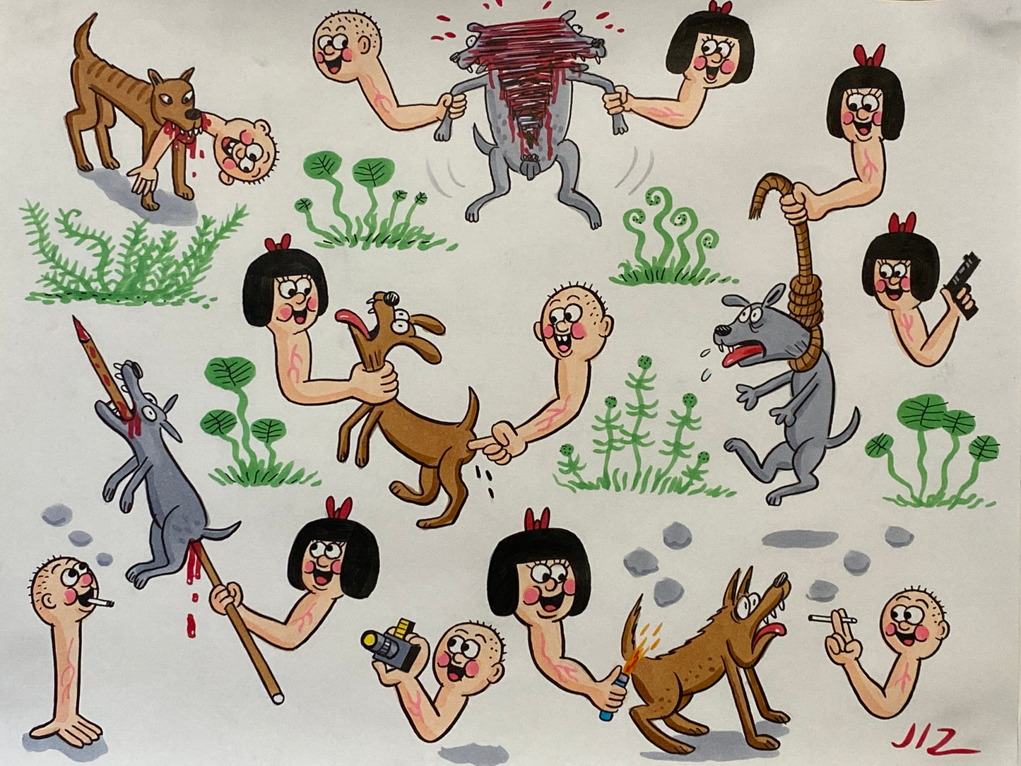 Johnny Ryan - Cartoons on Paper (Row 4 - 14 Artworks)