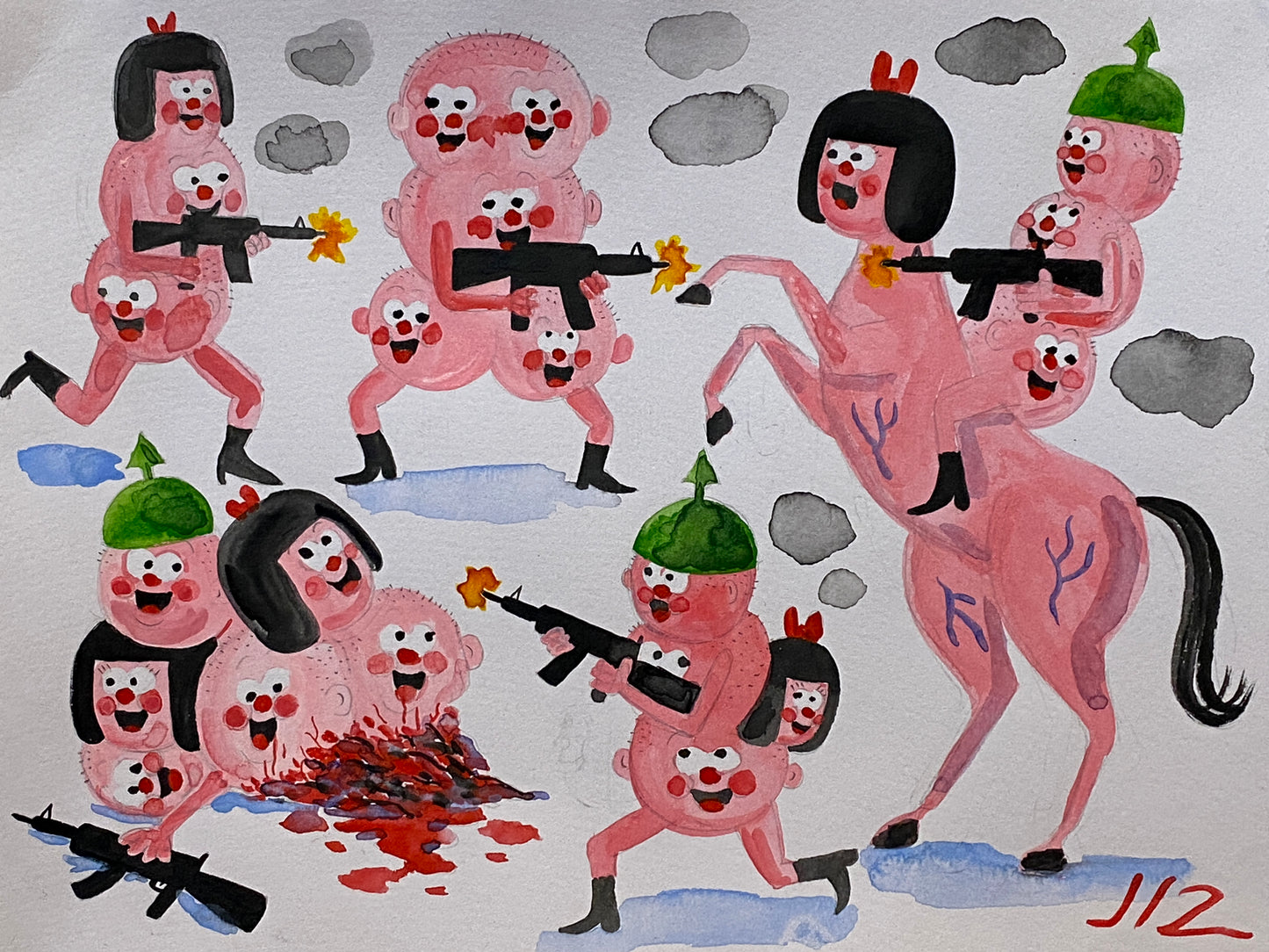 Johnny Ryan - Cartoons on Paper (Watercolor - 7 Artworks)