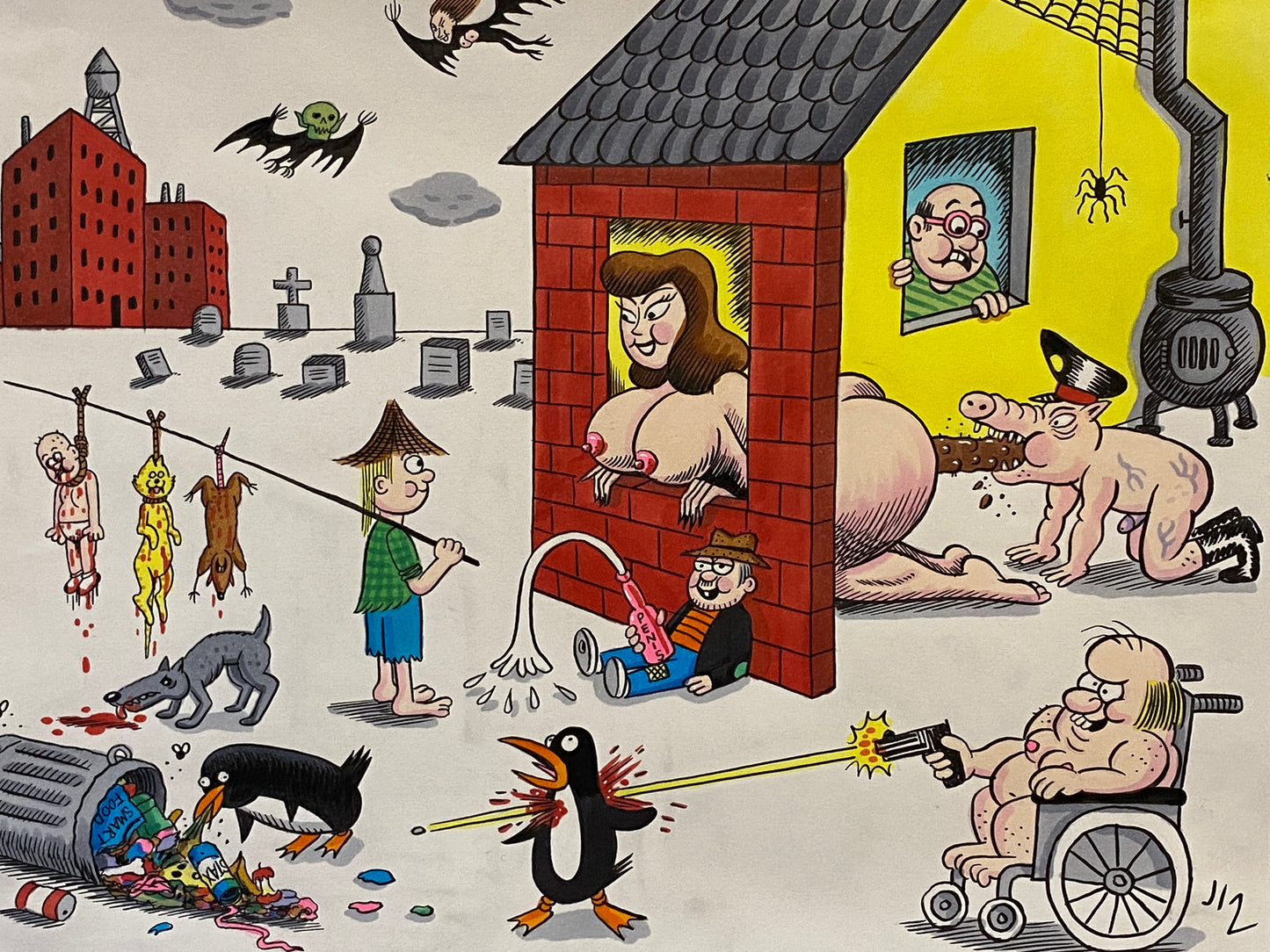 Johnny Ryan - Cartoons on Paper (Row 7 - 14 Artworks)