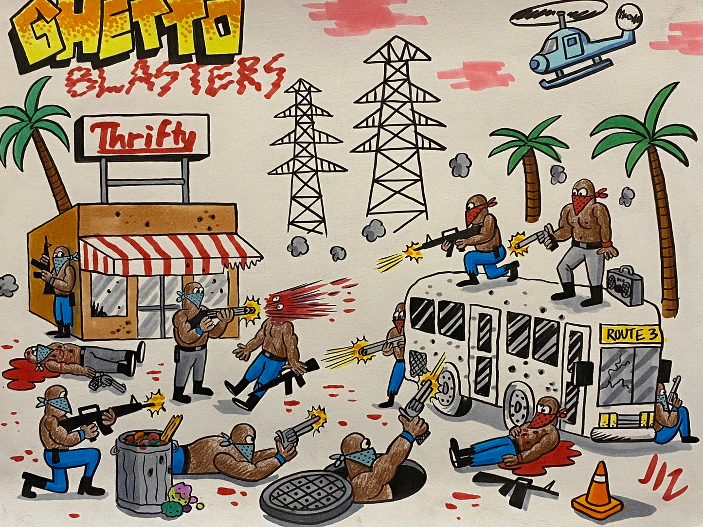 Johnny Ryan - Cartoons on Paper (Row 7 - 14 Artworks)
