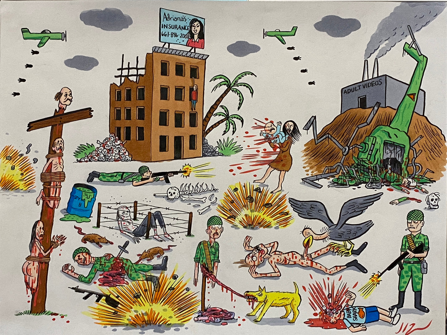 Johnny Ryan - Cartoons on Paper (Row 7 - 14 Artworks)
