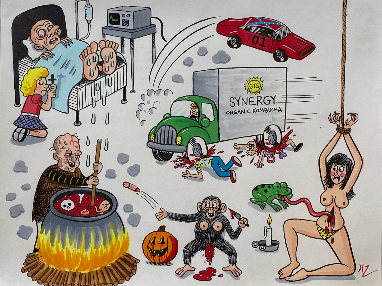 Johnny Ryan - Cartoons on Paper (Row 1 - 11 Artworks)
