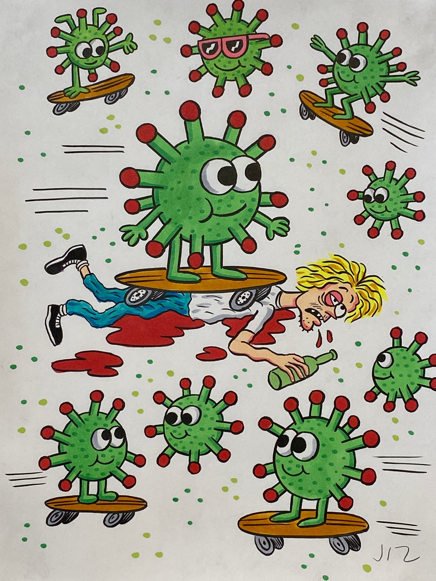 Johnny Ryan - Cartoons on Paper (Row 1 - 11 Artworks)