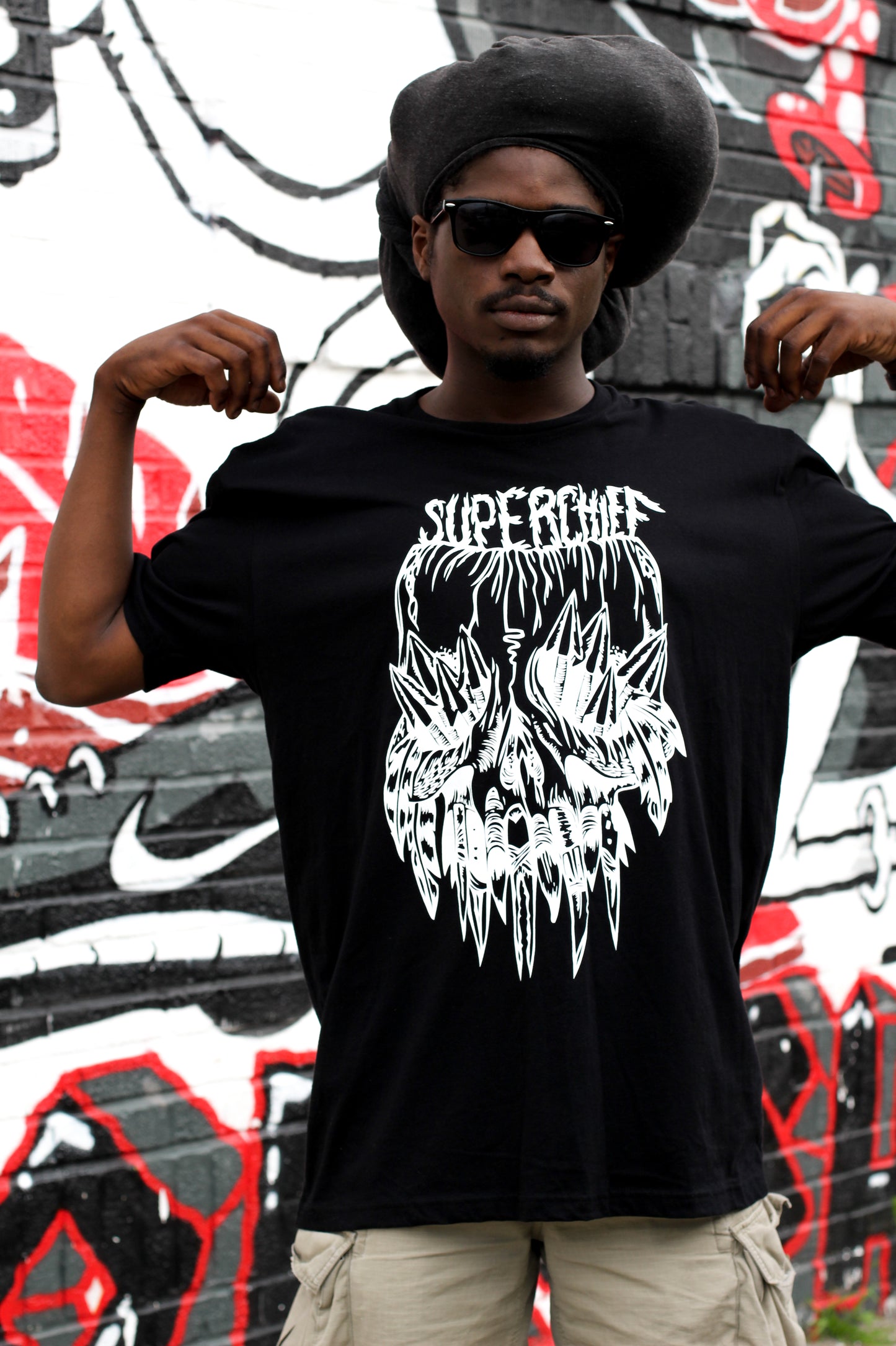 Superchief Skull Logo on Black T Shirt