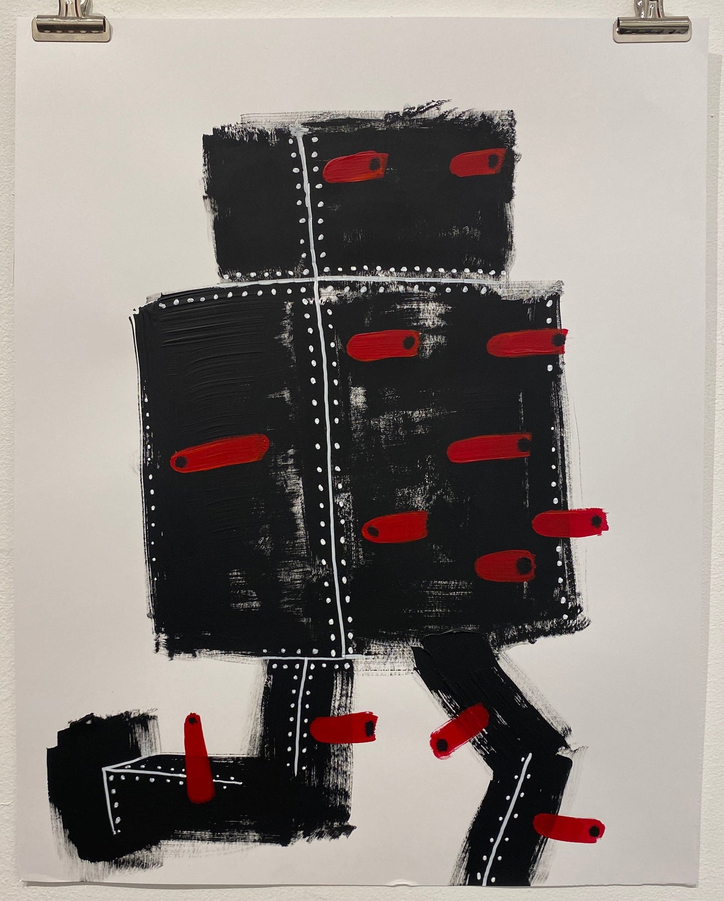 Christy Karacas - War Machines, Red & Black Acrylic on Paper